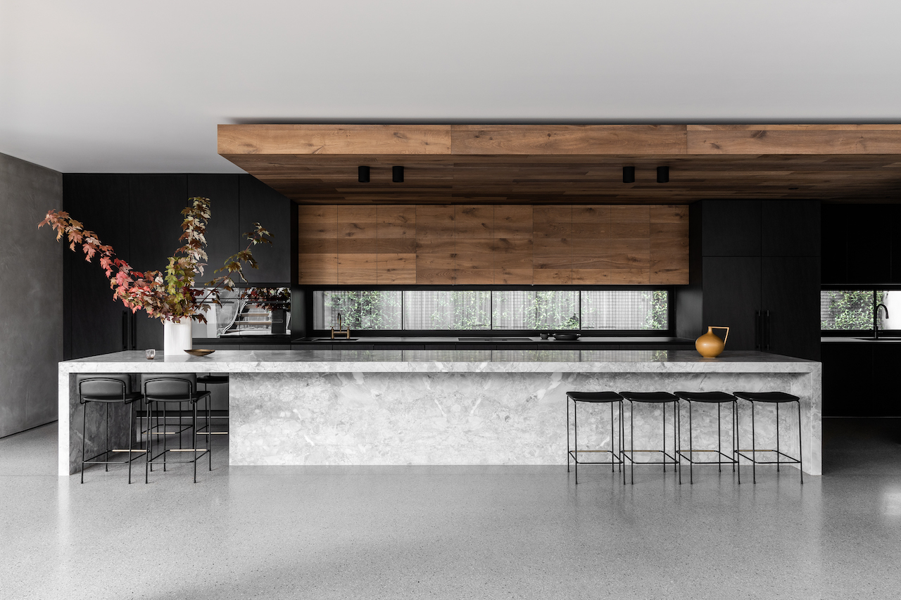 A modern industrial kitchen in a Melbourne locations house